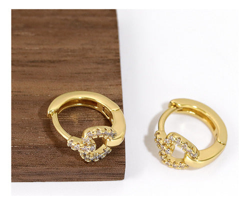 Brinco De Argola Maça Pedra Zircônia Dourado F Ouro Pequeno