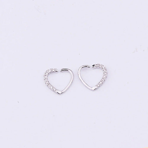 Piercing Daith Coração Prata Love Pedra Zirconia 10 Mm