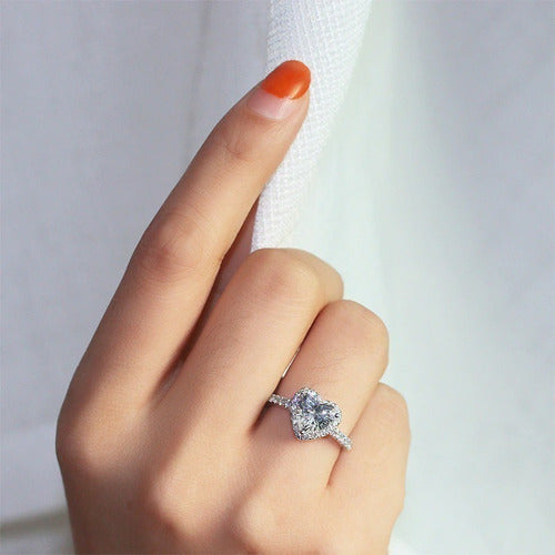 Anel Noivado Banhado Ouro Branco Com Pedra Zirconia