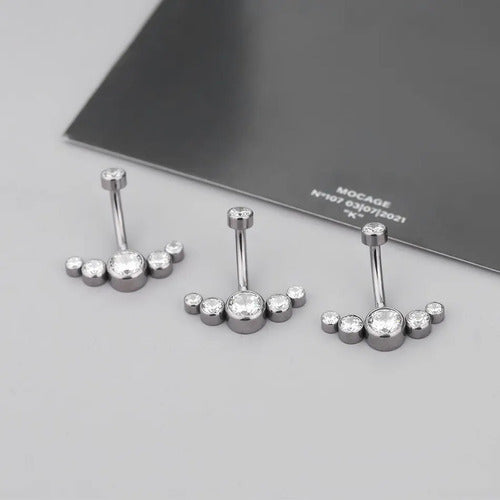 Piercing De Umbigo Pequeno Pedra Strass Aço Cirúrgico