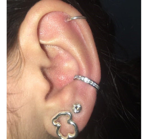 Piercing Argola Falso Fake Pressão Pedra Zircônia Orelha