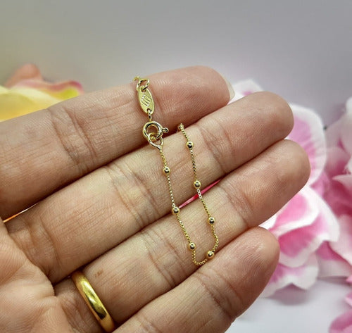 Pulseira Folheada A Ouro 18k Semi Joia Com Bolinhas - Adulto