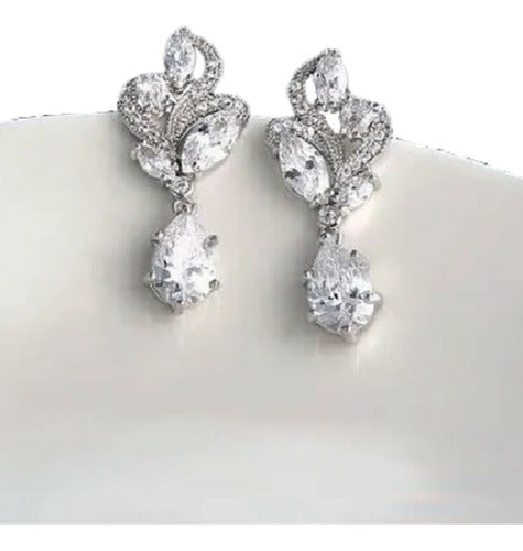 Brinco Noiva Zirconia Prata Ou Dourado Festa Formatura Luxo