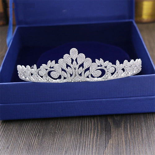 Coroa Tiara Cabelo Noiva Prata Zirconia Princesa Luxo Linda