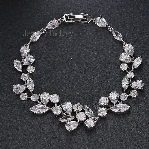 Pulseira Bracelete Prata Com Zircônia Noiva Debutante