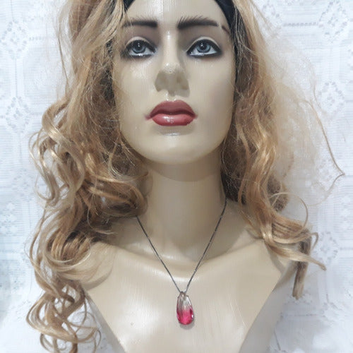 Colar Gota Grande Zirconia Rosa Degradê Rodio Negro Rainbow