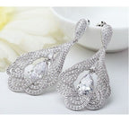 Brinco Noiva Zirconia Prata Formatura Debutante Gota Grande