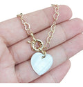 Pulseira Elo De Coração Madreperola Fecho Bioa Semi Joia