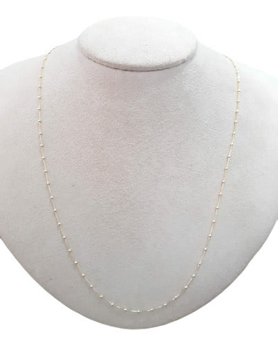 Colar Corrente Bolinhas Folheado Dourado Semi Joia 70 Cm