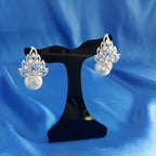 Brinco Noiva Zirconia E Pérola Prata Delicado Luxo