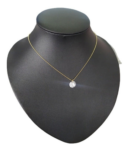 Colar Gargantilha Pedra Zirconia Dourado Ponto De Luz F Ouro
