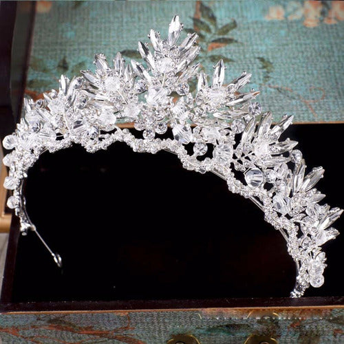 Coroa Tiara Cabelo Noiva Strass Prata Debutante Formatura