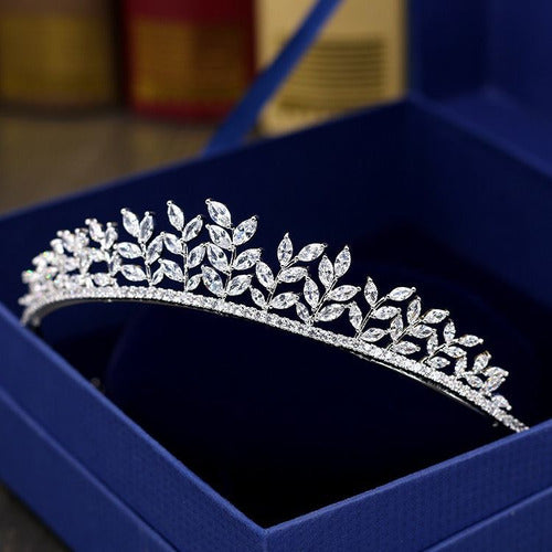 Coroa Tiara Cabelo Noiva Prata Zirconia Princesa Luxo