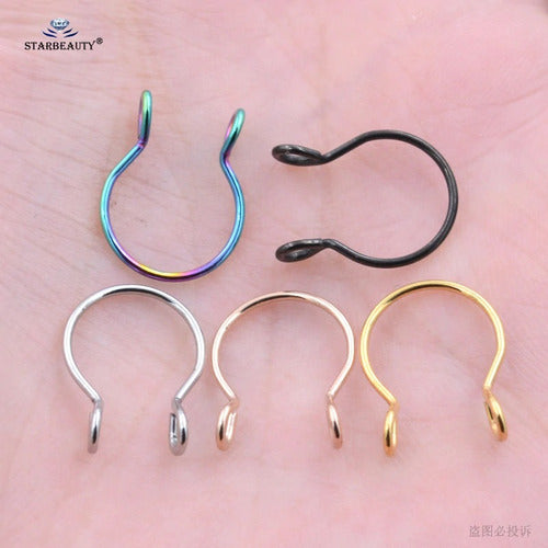 Piercing Nariz Septo Argola Falso Dourado Prata Preto Aço
