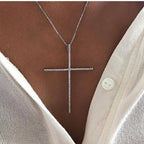 Colar Cruz Crucifixo Grande Pedra Zirconia Dourado Ou Prata