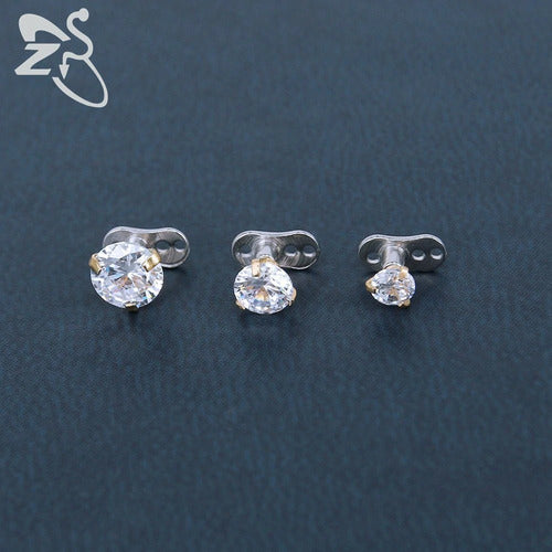 Piercing Microdermal Zirconia Pedra Cristal 3mm 4mm 5mm Aço