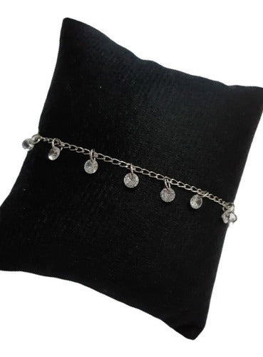 Pulseira Com Pingentes Pedra Zirconia Folheada A Ródio Prata