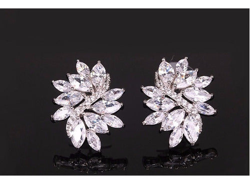 Brinco De Zirconia Noiva Festa Madrinha Casamento Prata Fixo