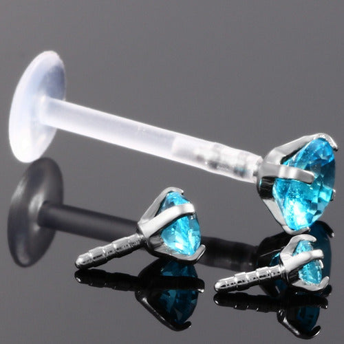 Piercing Tragus Labret Pt De Luz Aço Bioplast Zirconia 3 Mm