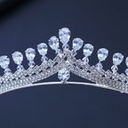 Coroa Tiara Porta Coque Noiva Strass E Zirconia Prata Luxo