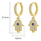 Brinco Argola Pingente Mão De Fátima Hasma Banhado Ouro 18k