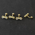 Piercing Tragus Cartilagem Dourado Pedra Zirconia Lacinho