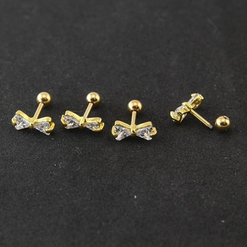Piercing Tragus Cartilagem Dourado Pedra Zirconia Lacinho