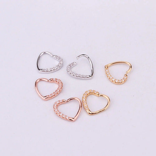 Piercing Daith Coração Prata Love Pedra Zirconia 10 Mm
