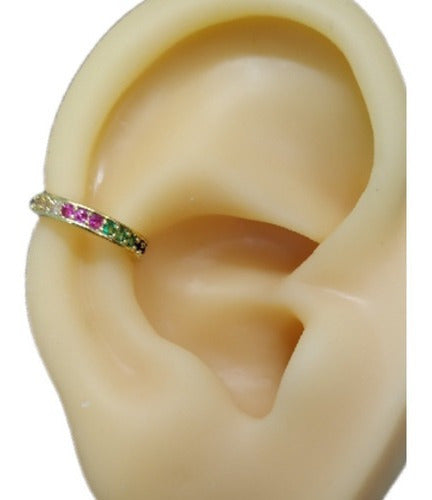 Piercing Argola Falso Fake Pressão Pedra Zircônia Orelha