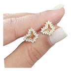 Brinco Zirconia Dourado Dama Daminha Folheado Ouro Borboleta