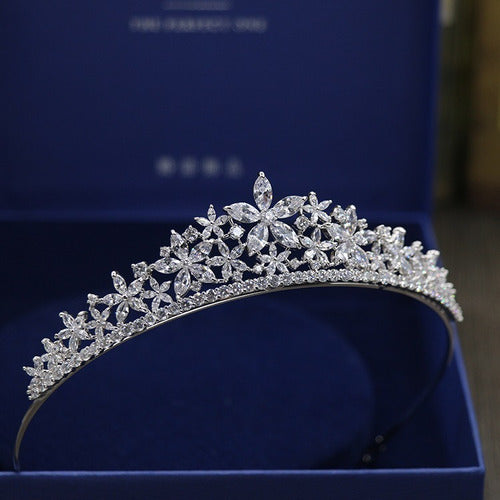 Coroa Tiara Cabelo Noiva 15 Anos Prata Zirconia Princesa