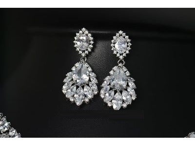 Brinco De Pressão Noiva Pedra Zirconia Prata Festa Delicado