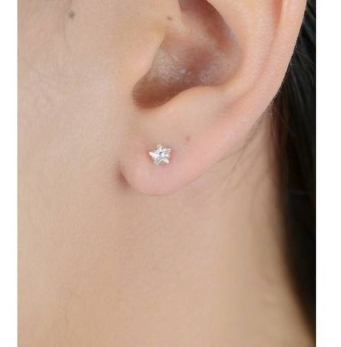 Brinco Pedra Zirconia Estrela 2 Furo Daminha Infantil 5 Mm