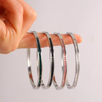 Pulseira Bracelete Prata Dourada Aço Inoxidável Zirconia