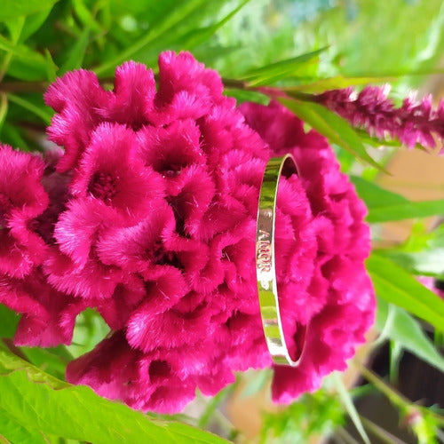 Pulseira Bracelete Dourada F. Ouro Pedra Zircônia - Amor