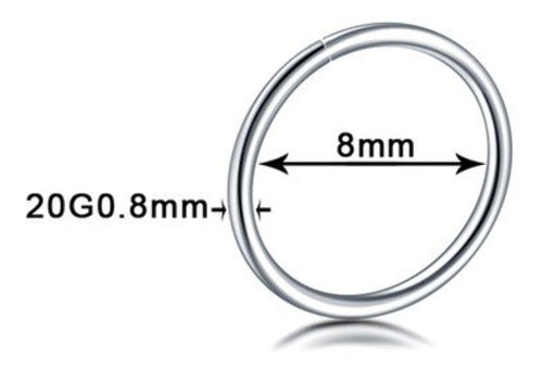 Piercing Cartilagem Nariz Argola Prata Aço Cirúrgico 316l