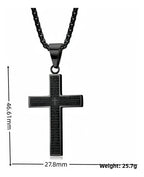 Corrente Masculina Pingete Cruz Aço Inox Prata Preta 60 Cm