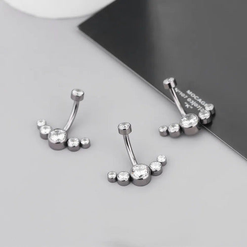 Piercing De Umbigo Pequeno Pedra Strass Aço Cirúrgico