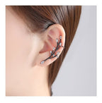 Brinco Ear Cuff Pedra Zirconia Rodio Negro Festa Debutante