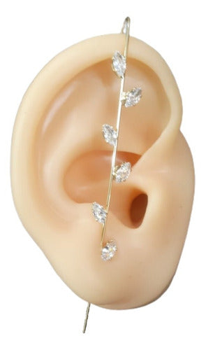 Brinco Ear Cuff  Pedra Zirconia Prata Dourado Estrela Pequen
