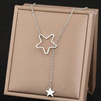 Colar Gravatinha Dourado Ou Prata Estrela Aço Inox