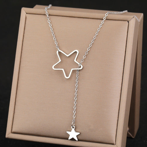 Colar Gravatinha Dourado Ou Prata Estrela Aço Inox