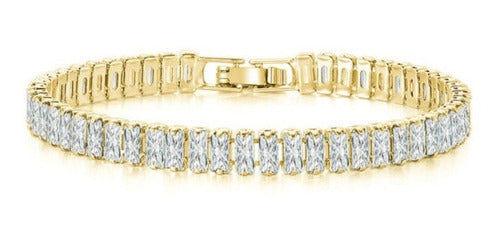 Pulseira Bracelete Dourada Pedra Zircônia Noiva Debutante