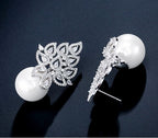 Brinco Noiva Zirconia E Pérola Prata Delicado Luxo