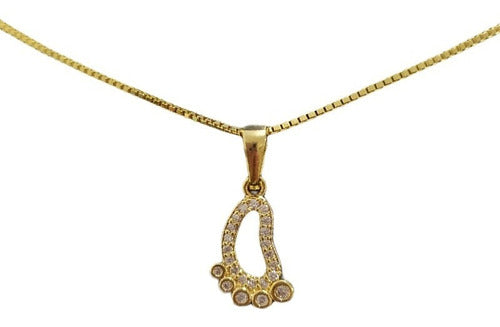 Colar Pezinho Gestante Pedra Zirconia F. Ouro 18k Semijoia