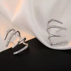 Brinco Ear Cuff  Pedra Zirconia Prata Pequeno Meia Argola