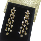 Brinco Noiva Dourado Zirconia Pendurado Debutante Festa Luxo