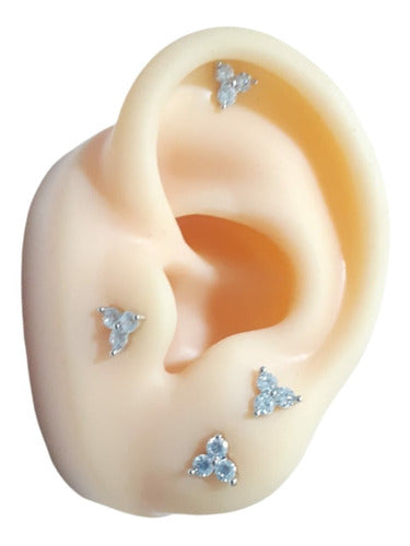 Brinco Pedra Zirconia 2 Furo Noiva Infantil Ponto De Luz Par