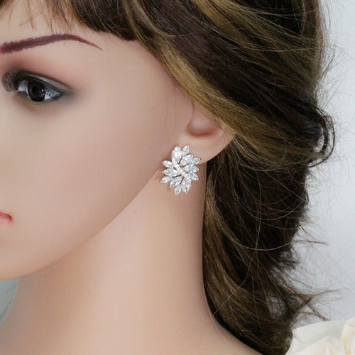 Brinco De Zirconia Noiva Rosê Festa Madrinha Casamento Fixo