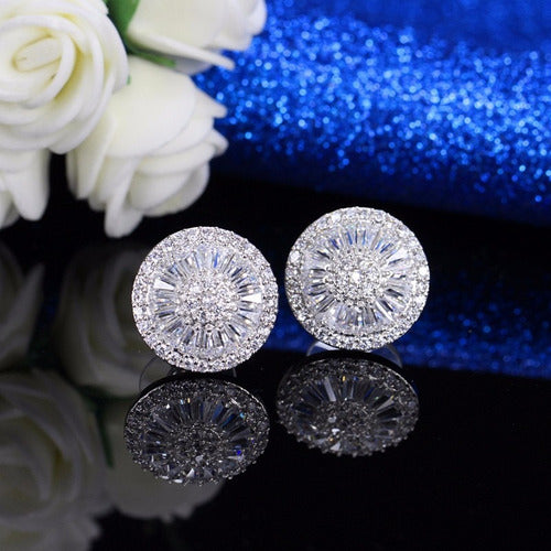 Brinco Zirconia Noiva Prata Pequeno Redondo Delicado